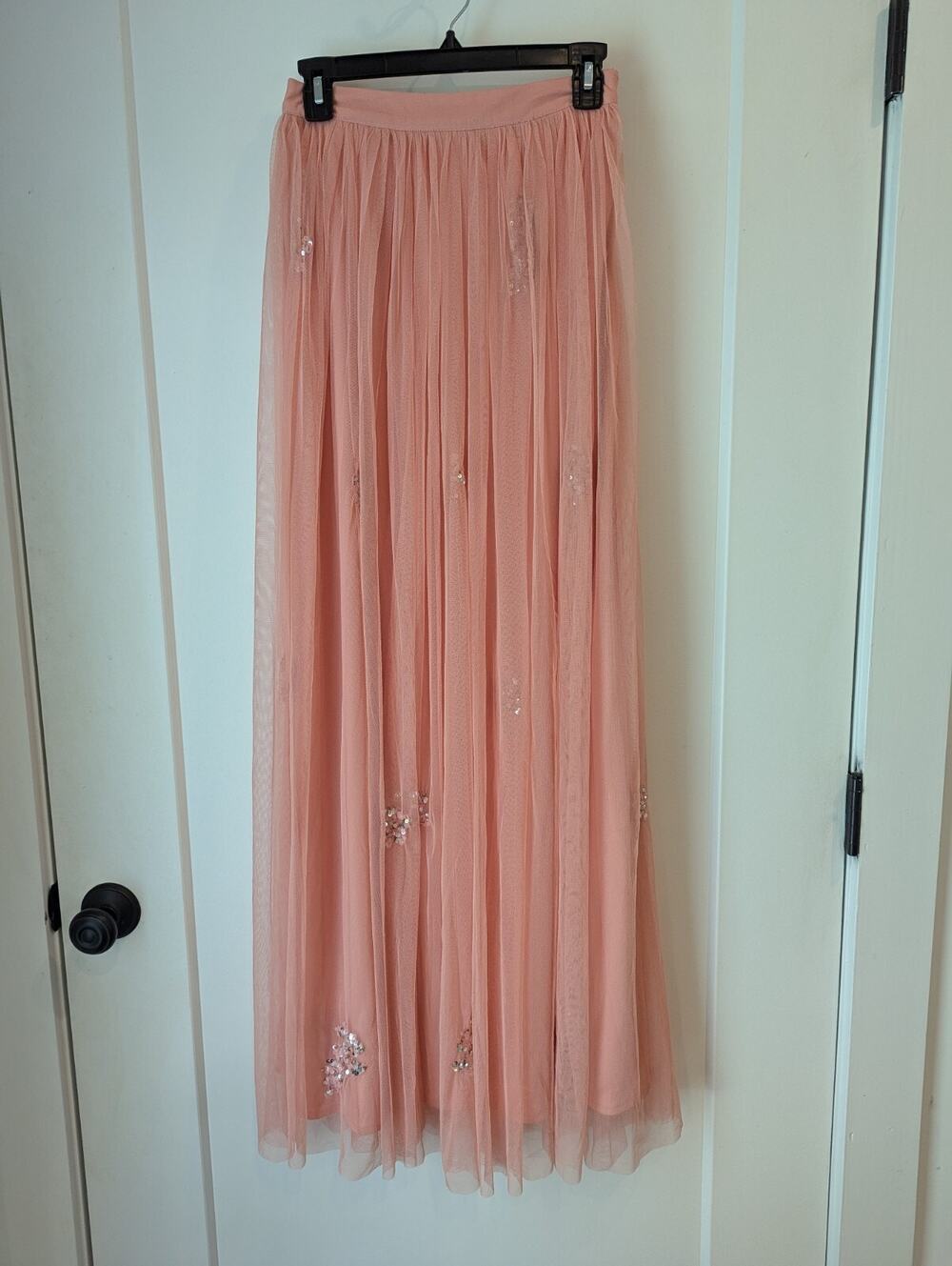 Maya Deluxe Ladies Sz4 Pink Formal Skirt Tulle Sequins Beads Lined Fairy